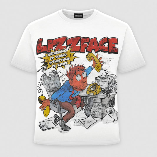 LIZZ FACE x GRINDING IS HARD T-SHIRT (WHITE)